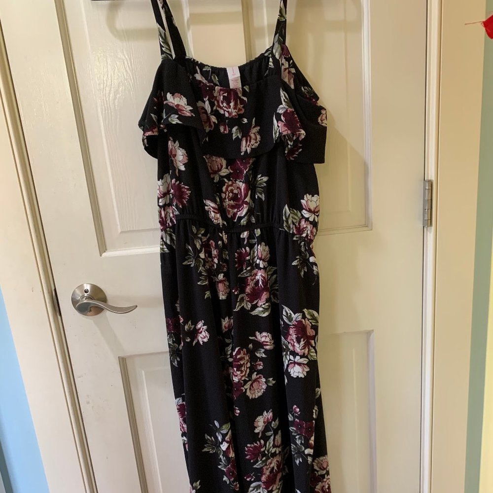 Black and purple floral jumpsuit